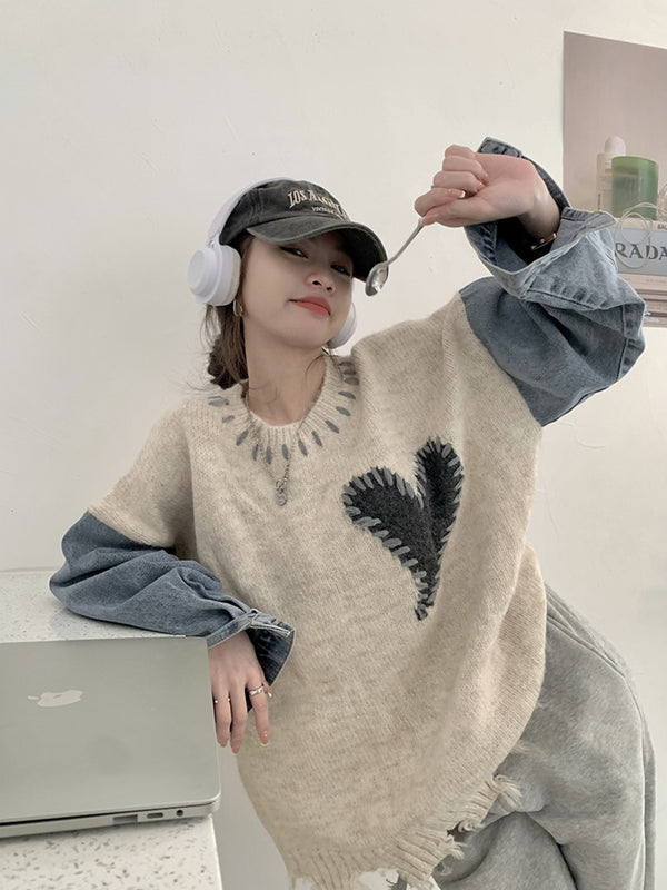 Y2k Heart Knitted Cozy Sweater