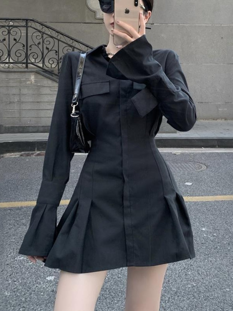 Academia Black Elegant Mini Dress - Kaysmar