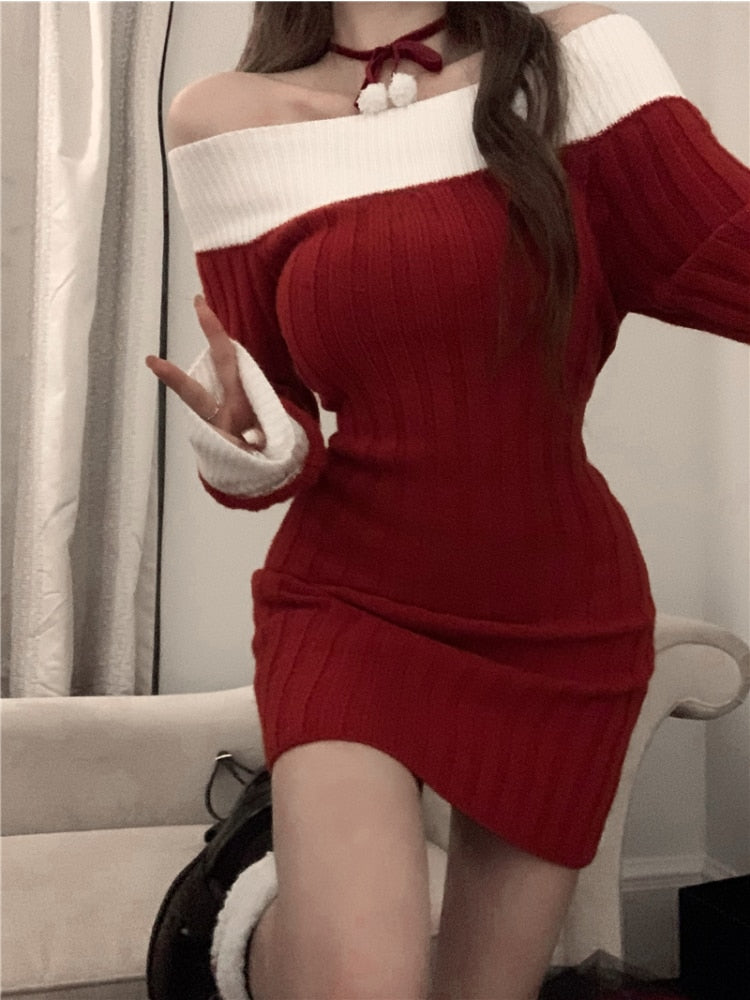 Christmas Red Knitted Dress - Kaysmar