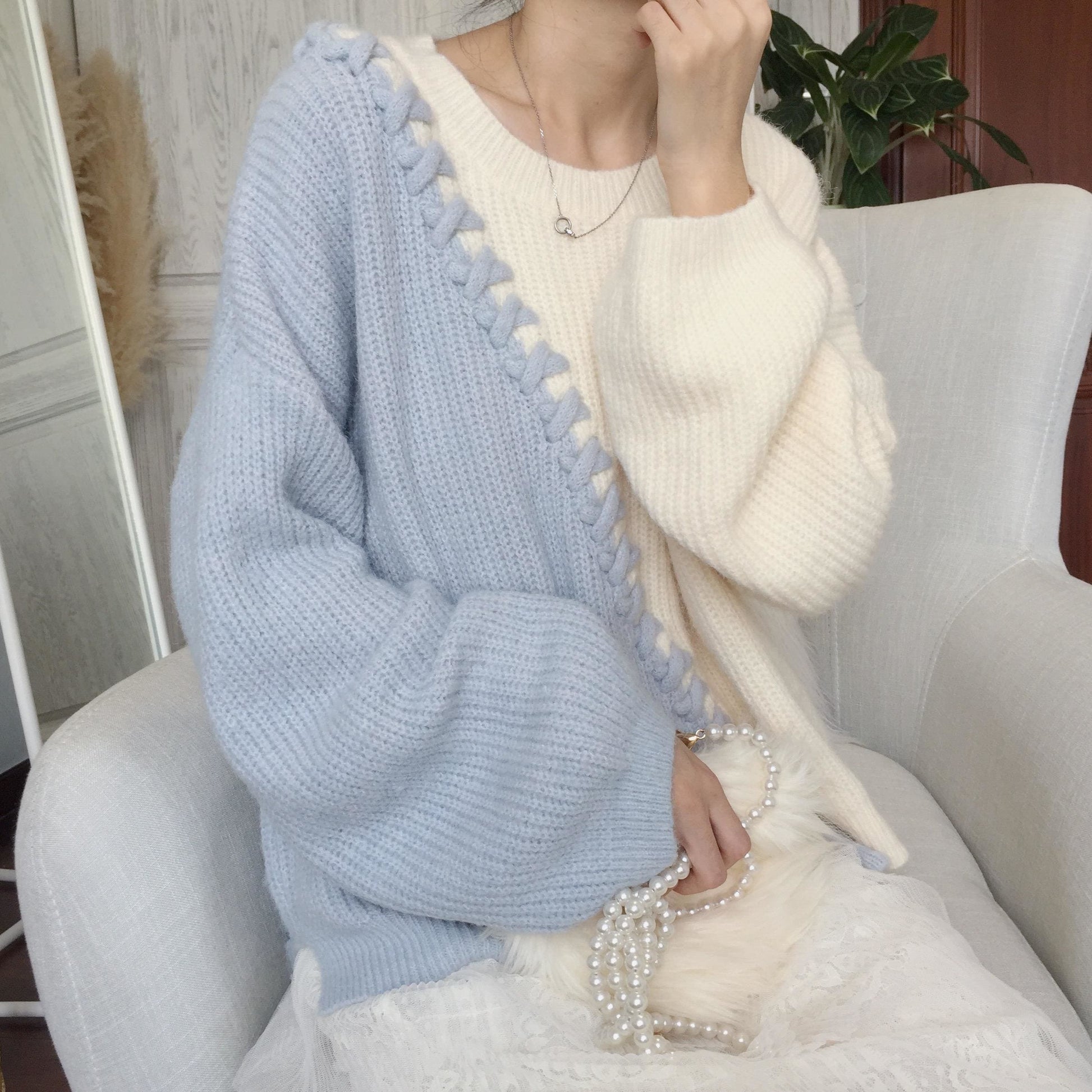 Cute y2k patchwork knitted sweater - Kaysmar
