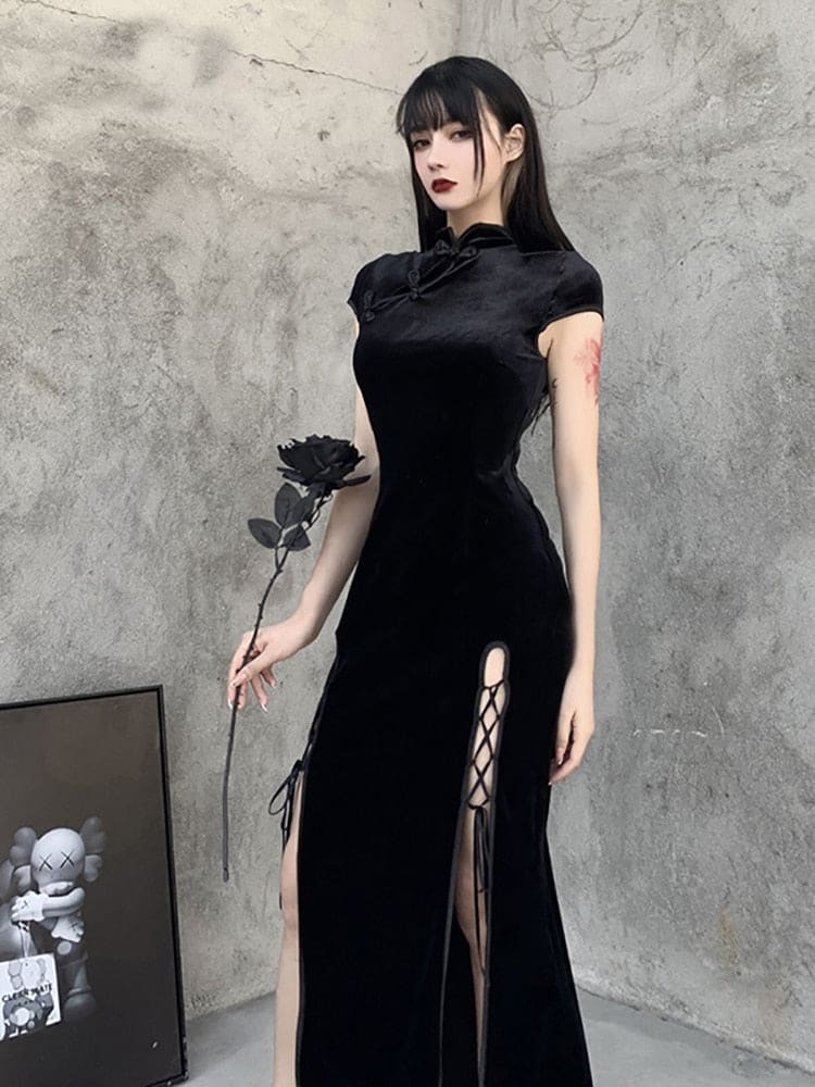 Dark romantic gothic velvet aesthetic dresses - Kaysmar