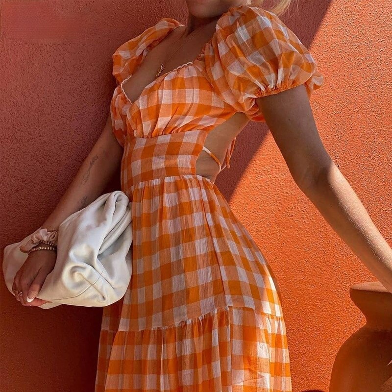Elegant Orange Long Maxi Dress - Kaysmar
