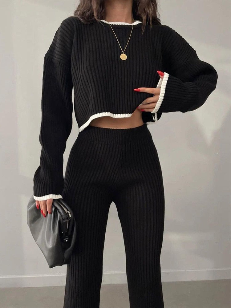 Fall Casual Black Two 2 Piece Sets