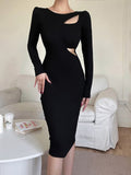 Gothic Hollow Out Black Long Dress - Kaysmar