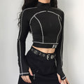 Gothic Zipper Turtleneck T-shirt - Kaysmar