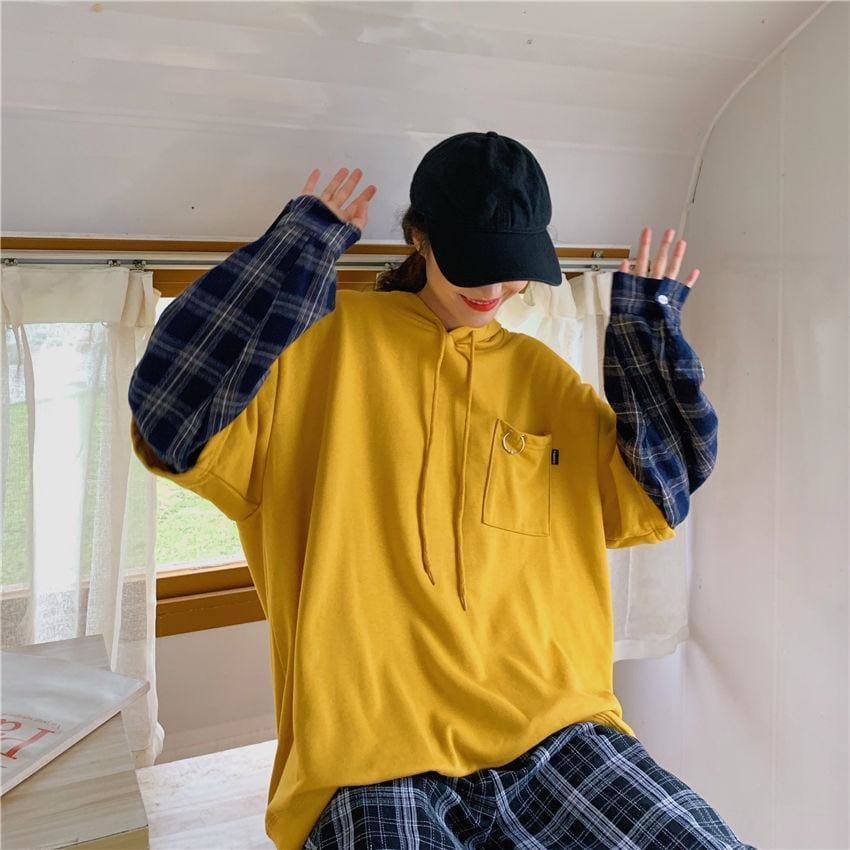 Korean aesthetic patchwork hoodie - Kaysmar