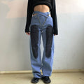 Korean Hollow Out Waist Baggy Jeans - Kaysmar