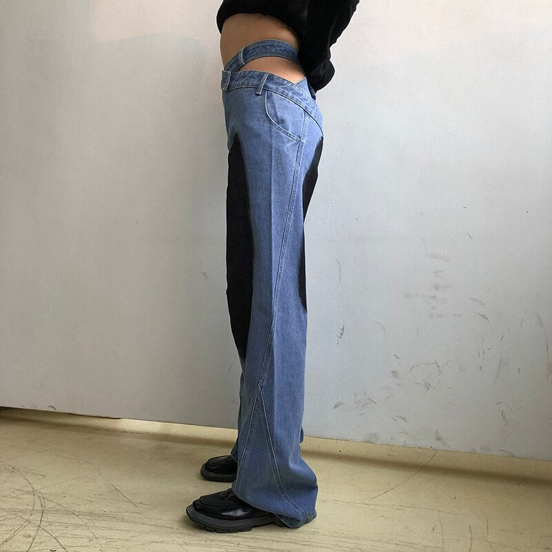 Korean Hollow Out Waist Baggy Jeans - Kaysmar