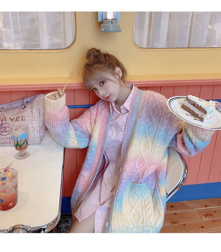 Sweet rainbow knitted cardigan - Kaysmar