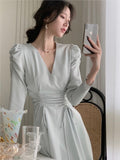 Y2k Elegant Midi Satin Dress - Kaysmar