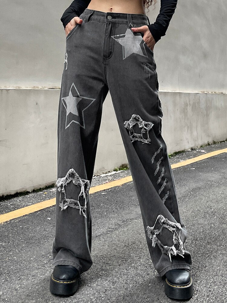 Y2k Grunge Star Jeans - Kaysmar
