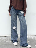 Y2k Streetwear Star Print Low Rise Flared Jeans - Kaysmar
