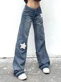 Y2k Streetwear Star Print Low Rise Flared Jeans - Kaysmar